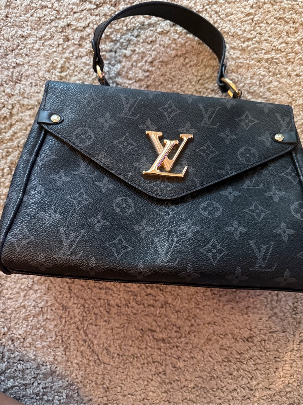 Louis Vuitton Black  Monogram Top-Handle Satchel with Gold LV Hardware - Picture 2 of 10